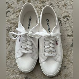 BRAND NEW white superga sneakers!!! Never before worn!
